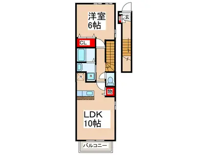 ボヌ-ルM(1LDK/2階)の間取り写真