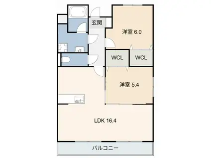 ラフィーネ富山(2LDK/3階)の間取り写真