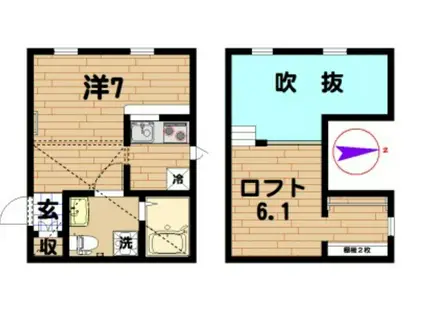 プリマリーリエ(ワンルーム/2階)の間取り写真