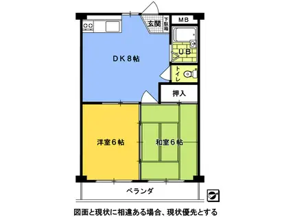 ジュネスUEDA(2DK/5階)の間取り写真