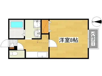 プランドール名取A(1K/2階)の間取り写真