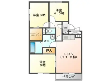 セジュールMEタケイシ(3LDK/1階)の間取り写真