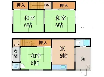 ＪＲ和歌山線 田井ノ瀬駅 徒歩27分 2階建 築44年(3DK/1階)の間取り写真