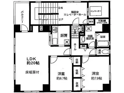 マツキビル(2LDK/3階)の間取り写真