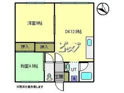 コーポスカイ(2DK/3階)の間取り写真