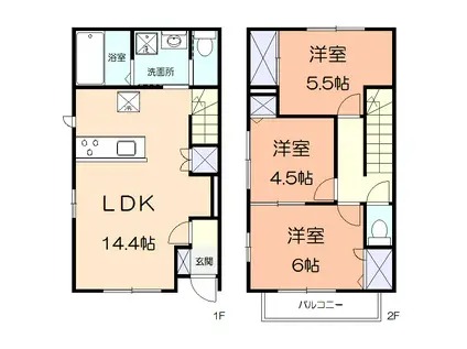 アメニティー寒川町一之宮アパート(3LDK/1階)の間取り写真