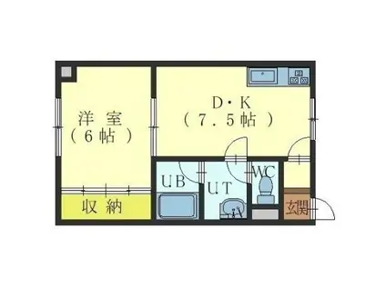 リバーコート(1DK/2階)の間取り写真