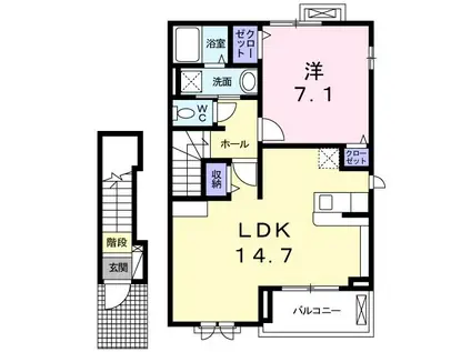 カーサアリエッタ(1LDK/2階)の間取り写真