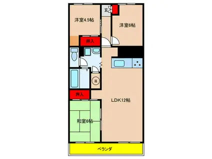 植田ダイヤハイツ(3LDK/11階)の間取り写真