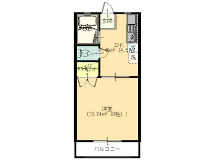 ハイビレッジ21 大前(1DK/2階)の間取り写真