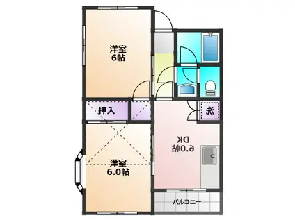 メゾーネ一橋学園(2DK/1階)の間取り写真