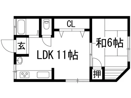 宇保町ハイツ(1LDK/2階)の間取り写真