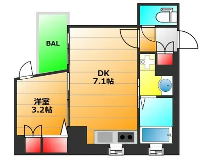 ALZA北浜(1DK/2階)の間取り写真