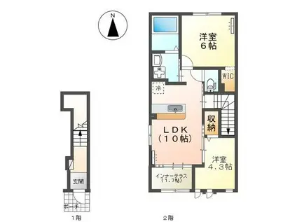 モンテ・ピアーノII(2LDK/1階)の間取り写真