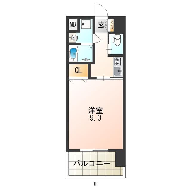 フォレストグレイス高井田I(1K/6階)の間取り写真