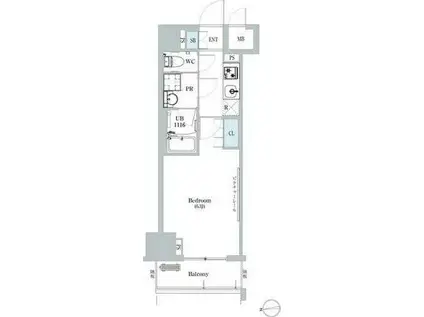 ディームス蔵前(1K/7階)の間取り写真