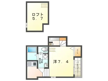 ブリランテ(1K/2階)の間取り写真