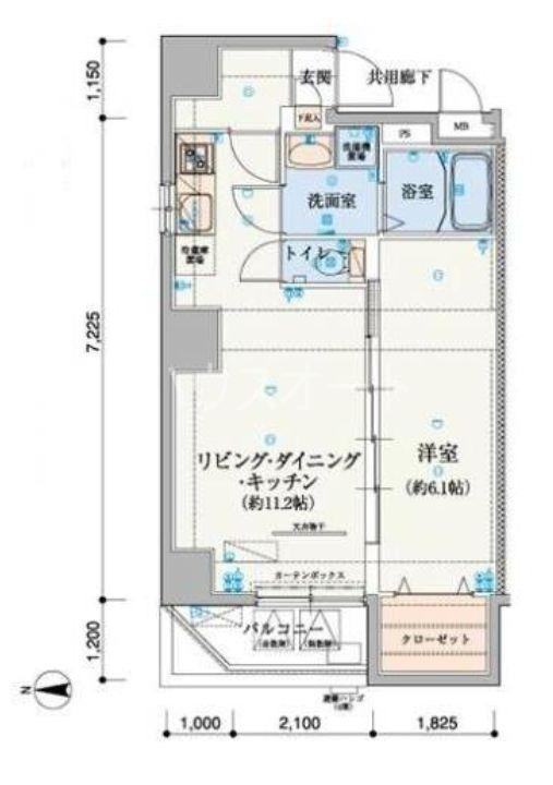 リヴシティ上野入谷(1LDK/9階)の間取り写真
