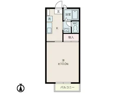 アウローラ(1K/2階)の間取り写真