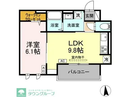 プログレンス能見台 B棟(1LDK/2階)の間取り写真