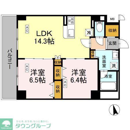 カスタリア西船橋II(2LDK/3階)の間取り写真