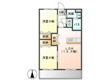 グローリアスII(2LDK/2階)の間取り写真