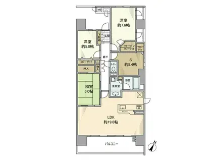 フロンティアグリーンフォート(3SLDK/6階)の間取り写真