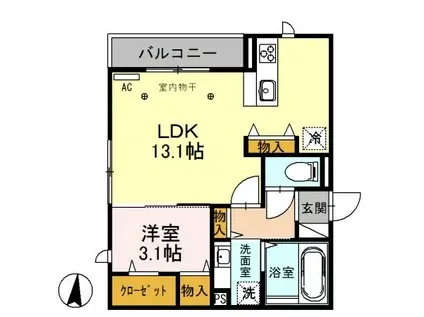 エイト クラウド(1LDK/1階)の間取り写真