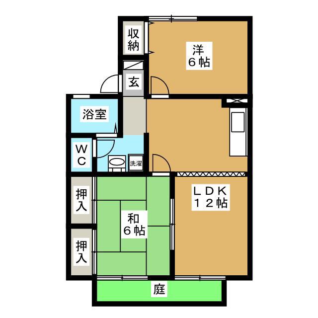 フォーラム ワーゴ(2LDK/1階)の間取り写真