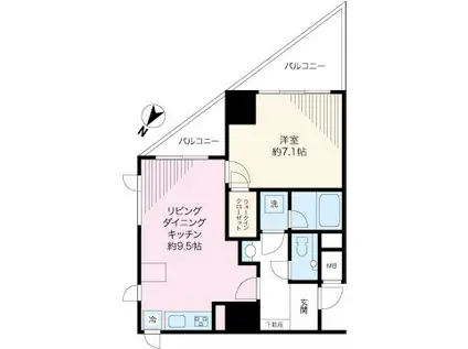 アトラスヒルズ文京白山(1LDK/15階)の間取り写真