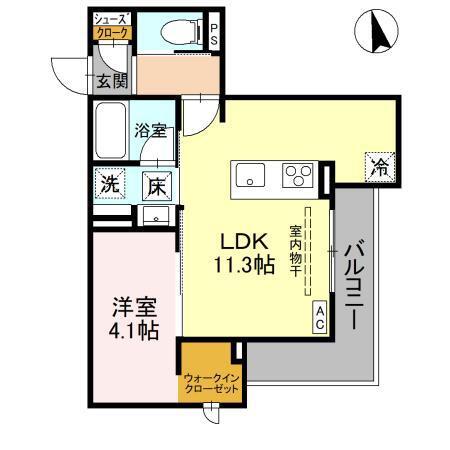 D-GRANDE桃井町(1LDK/1階)の間取り写真