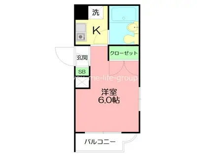 ジュネパレス平塚第19(ワンルーム/1階)の間取り写真