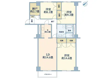 ドミ小石川(3LDK/12階)の間取り写真