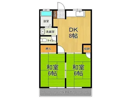 プレジールI(2DK/1階)の間取り写真