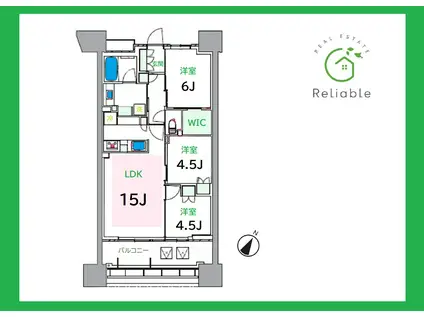 パークタワー向ケ丘遊園(2SLDK/5階)の間取り写真
