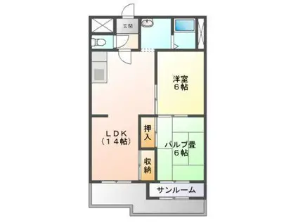 シャトレーしょうこう(2LDK/5階)の間取り写真