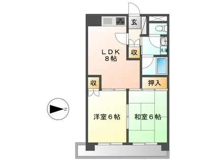 アミティヤスダ(2LDK/2階)の間取り写真