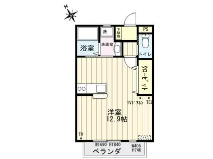 NYCIE24(ワンルーム/1階)の間取り写真