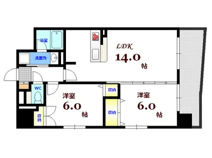 ウイング宝町セカンド(2LDK/6階)の間取り写真
