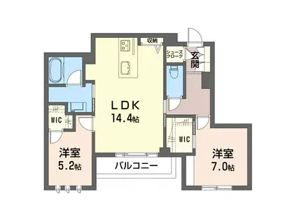プルメリアコート阿佐ヶ谷(2LDK/2階)の間取り写真