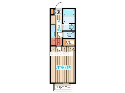 サンヒルズ国見4番館(1K/2階)の間取り写真