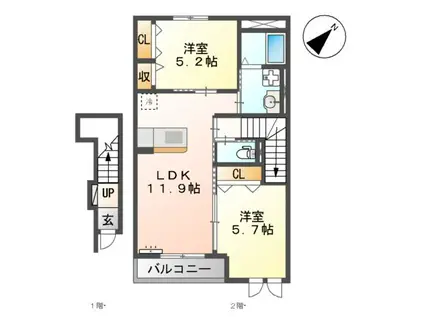 メゾンシルヴィア(2LDK/2階)の間取り写真