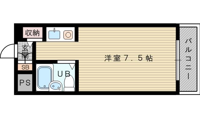 サニーハイツ伊東(1K/6階)の間取り写真