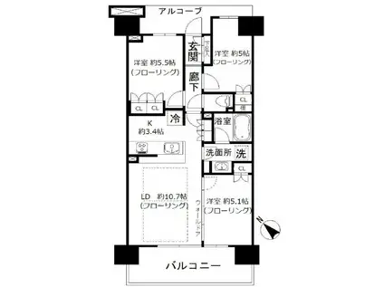 パークホームズLALA門真(3LDK/8階)の間取り写真