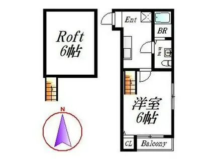 ウイングコート(1SK/2階)の間取り写真