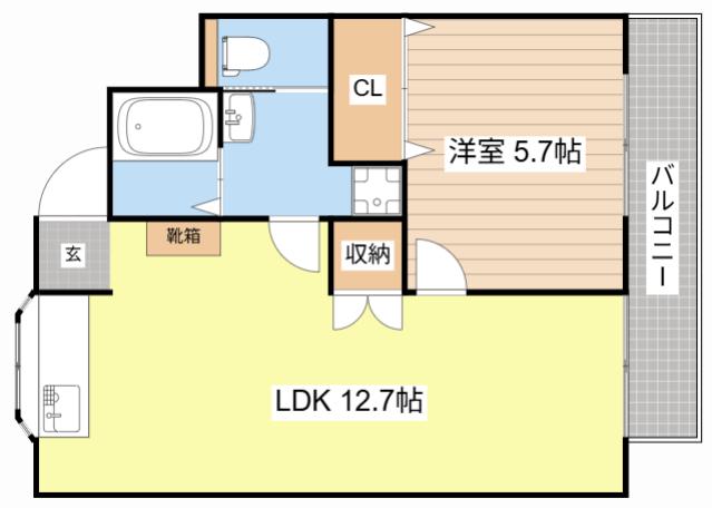 開花エレガンス(1LDK/2階)の間取り写真