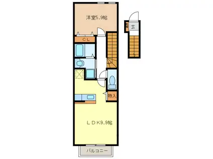 ネネムの森A・B棟(1LDK/2階)の間取り写真