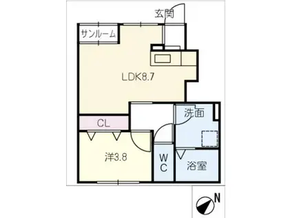 南新町アパート(1LDK/1階)の間取り写真