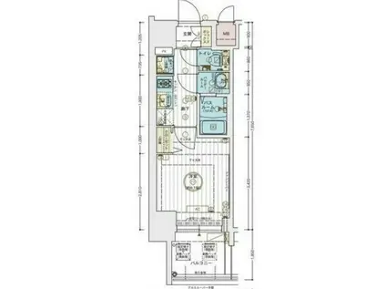 エステムコート神戸グランスタイル(1K/6階)の間取り写真