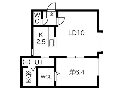 フィーノ美園(1LDK/1階)の間取り写真